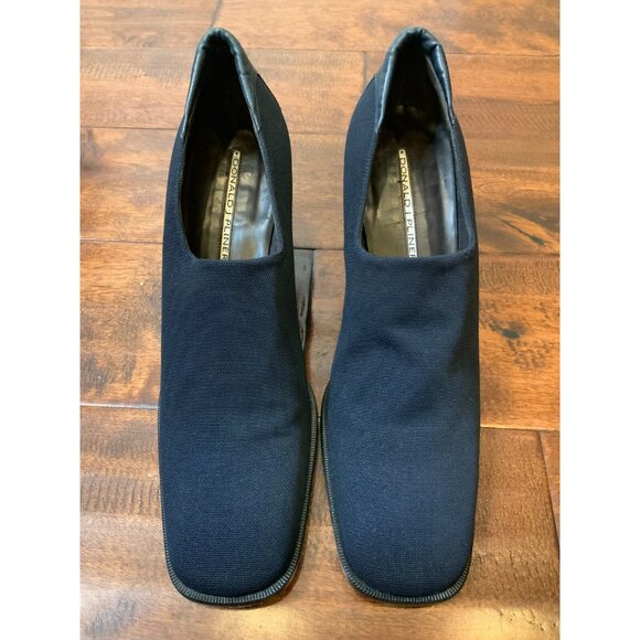 Donald J Pliner Navy Blue Square Toed Chunky Heels, Size 8 Narrow - Picture 2 of 9